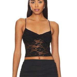 Black Palmer Lace Camisole Top in Black Indah Revolve Medium black lacey tank